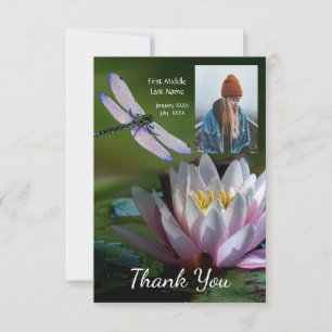 Memorial Keepsake Memorial Dragonfly Lotus Flower  Thank You Card
