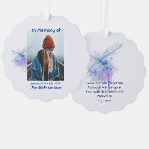  Memorial Keepsake Memorial Dragonfly  Tree Decoration Card