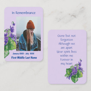 Memorial Keepsake Memorial Wild Violet Flower Business Card