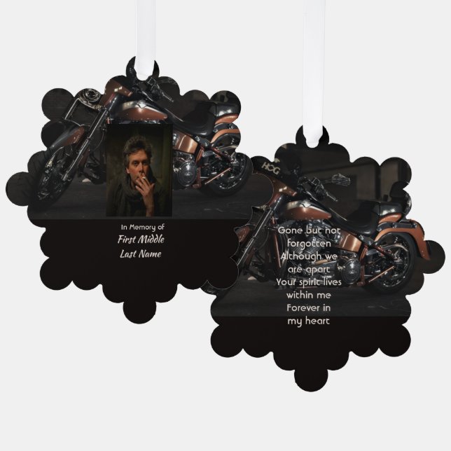  Memorial Keepsake Motorcycle Biker Tree Decoration Card (Front/Back)