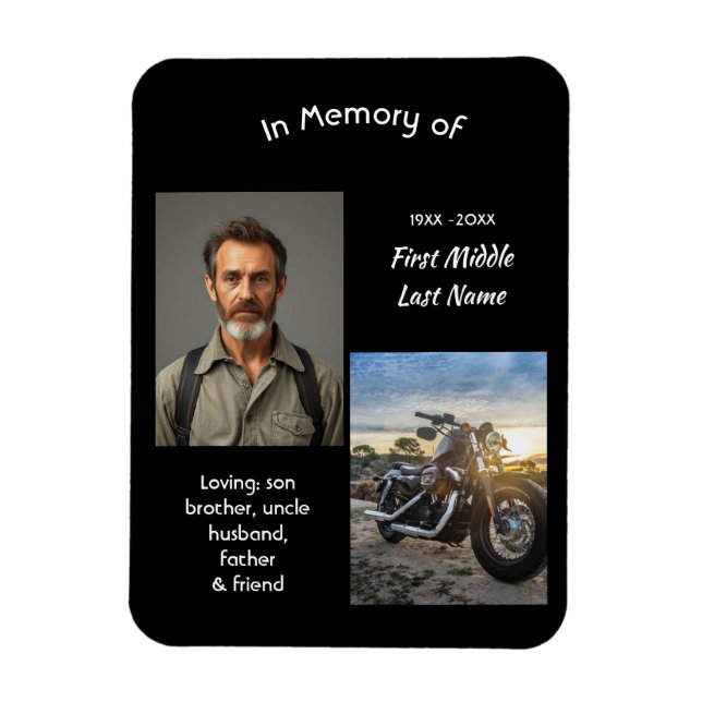 Memorial Keepsake Motorcycle Chopper Magnet (Vertical)