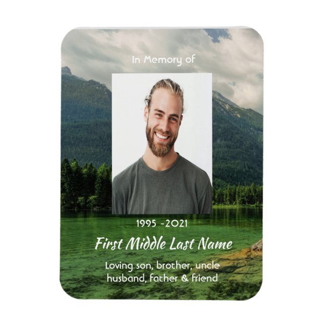 Memorial Keepsake Mountain Lake Landscape  Magnet (Vertical)