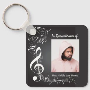 Memorial Keepsake Music Notes background Key Ring