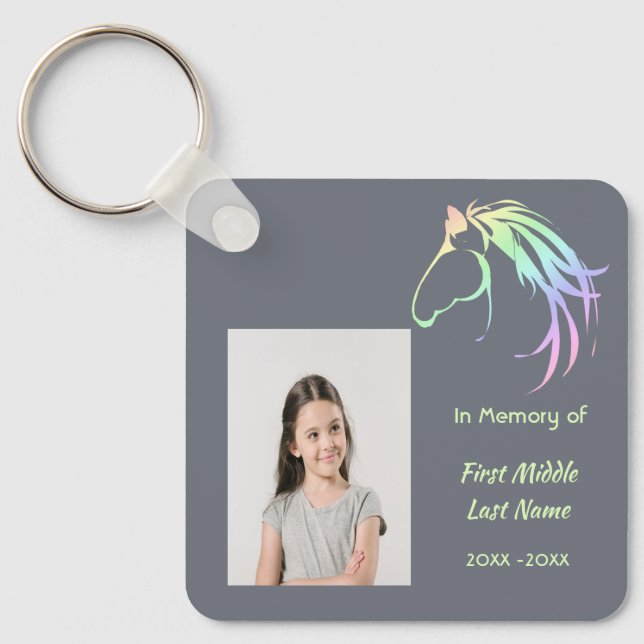 Memorial Keepsake Pastel Horse Art Key Ring (Front)