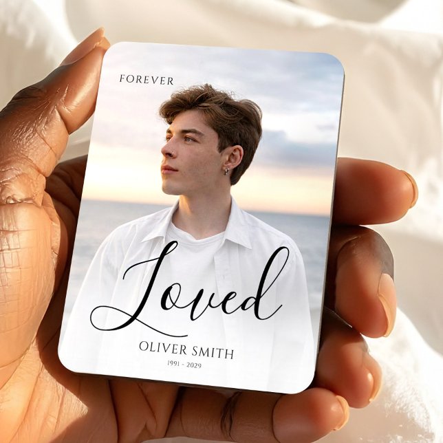 Memorial Keepsake Photo Minimalist Forever Loved Magnet (Memorial Keepsake Photo Minimalist Forever Loved Magnet, Loss of Son, Sympathy Gift)