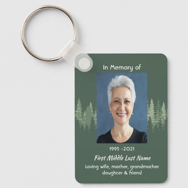 Memorial Keepsake Photo Wilderness Forest Trees Key Ring (Front)