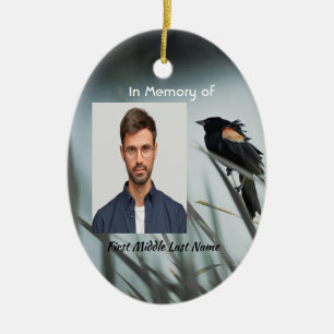 Memorial Keepsake  Red-wing Blackbird Ceramic Tree Decoration
