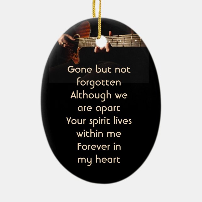 Memorial Keepsake Remembrance Music Guitar  Ceramic Tree Decoration (Back)