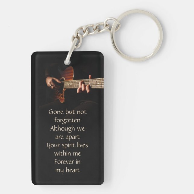 Memorial Keepsake Remembrance Music Guitar  Key Ring (Back)