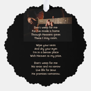 Memorial Keepsake Remembrance Music Guitar Tree Decoration Card