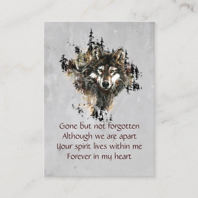 Memorial Keepsake Remembrance Wolf Mountain Business Card (Front)
