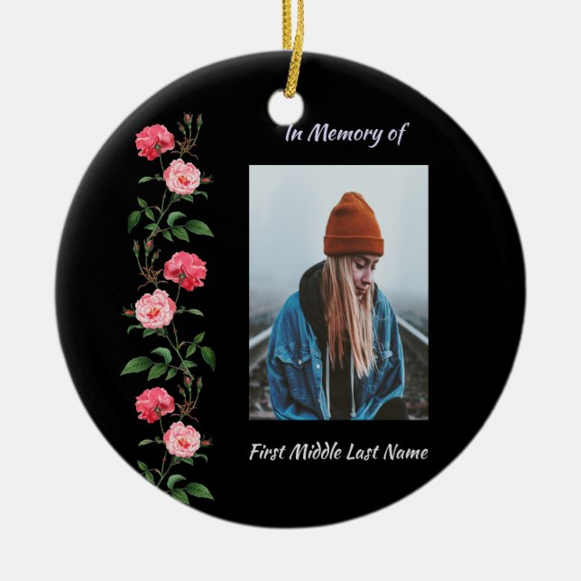  Memorial Keepsake  Roses Garden Flowers Ceramic Tree Decoration (Front)