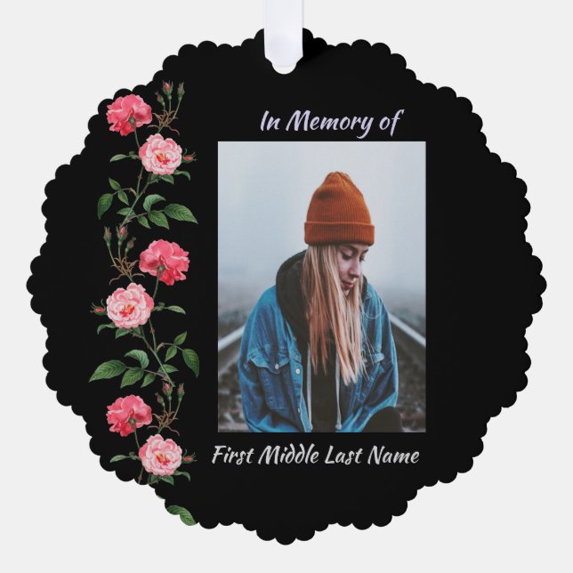 Memorial Keepsake  Roses Garden Flowers Tree Decoration Card (Front)