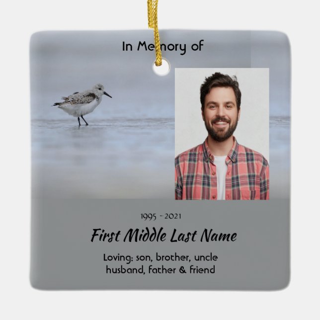  Memorial Keepsake Sandpiper Shore Bird  Ceramic Ornament (Front)