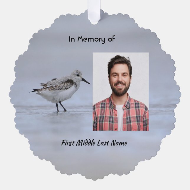  Memorial Keepsake Sandpiper Shore Bird  Tree Decoration Card (Front)
