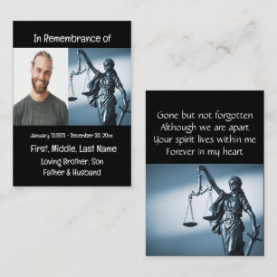 Memorial Keepsake Scales of Justice Law Business Card