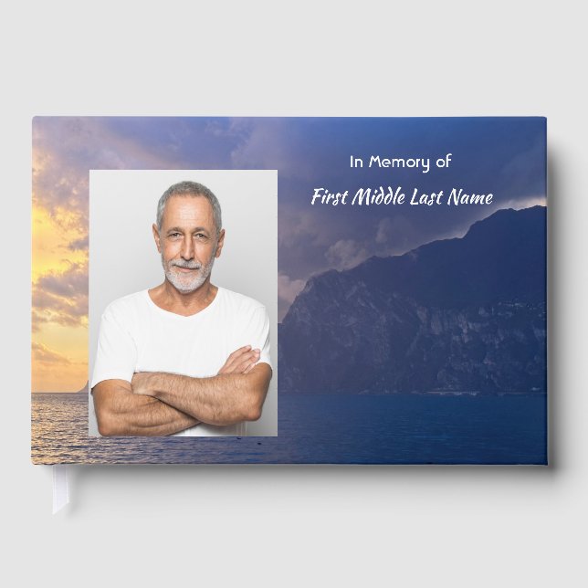Memorial Keepsake Sea Sky Cloud Island  Guest Book (Front)