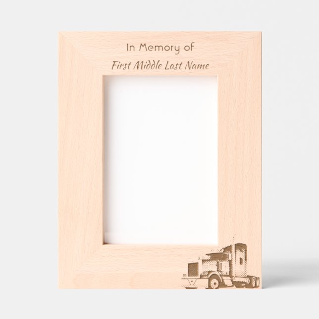  Memorial Keepsake Semi Truck Tractor Trailer Etched Frames (Front)