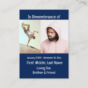 Memorial Keepsake Skateboarding Business Card
