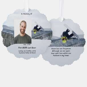Memorial Keepsake Snowboarding Winter Tree Decoration Card
