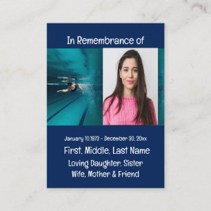 Memorial Keepsake Swimming Swimmer Life Guard Business Card