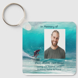 Memorial Keepsake  Wave Surfer Water Key Ring