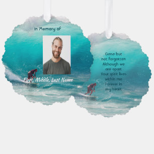 Memorial Keepsake  Wave Surfer Water Tree Decoration Card