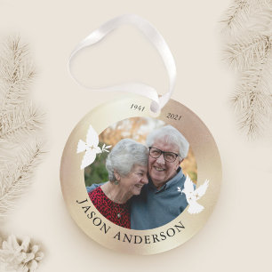 Memorial Keepsake White Dove Faux Gold Ornament
