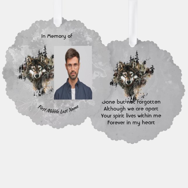  Memorial Keepsake Wolf Wolves Animal art Tree Decoration Card (Front/Back)