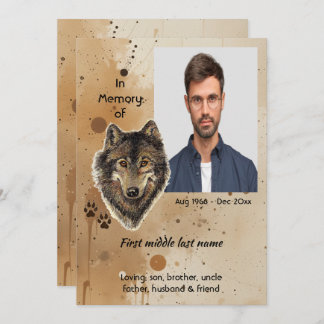 Memorial Keepsake Wolf Wolves Animal Invitation