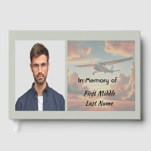 Memorial Keepsakes Pilot Aeroplane Sunset Guest Book