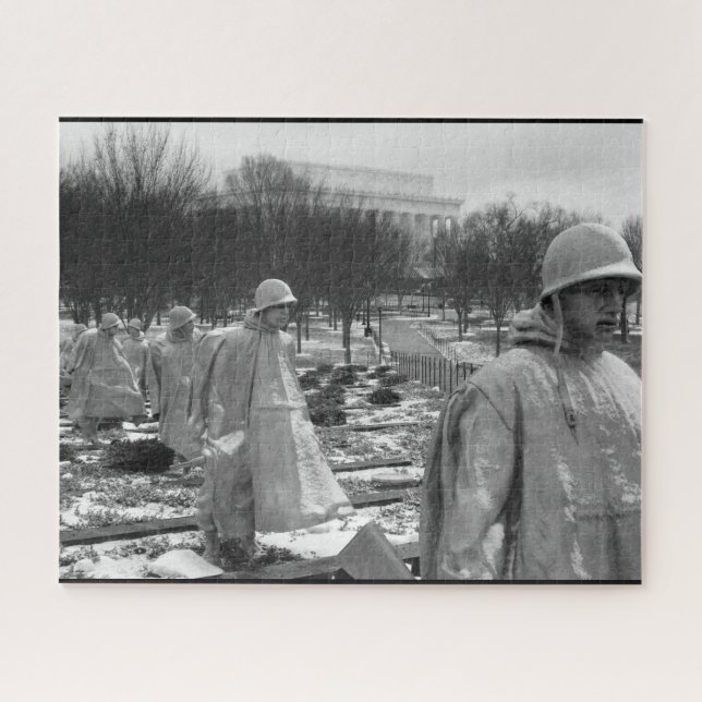 memorial korean war black & white jigsaw puzzle (Horizontal)