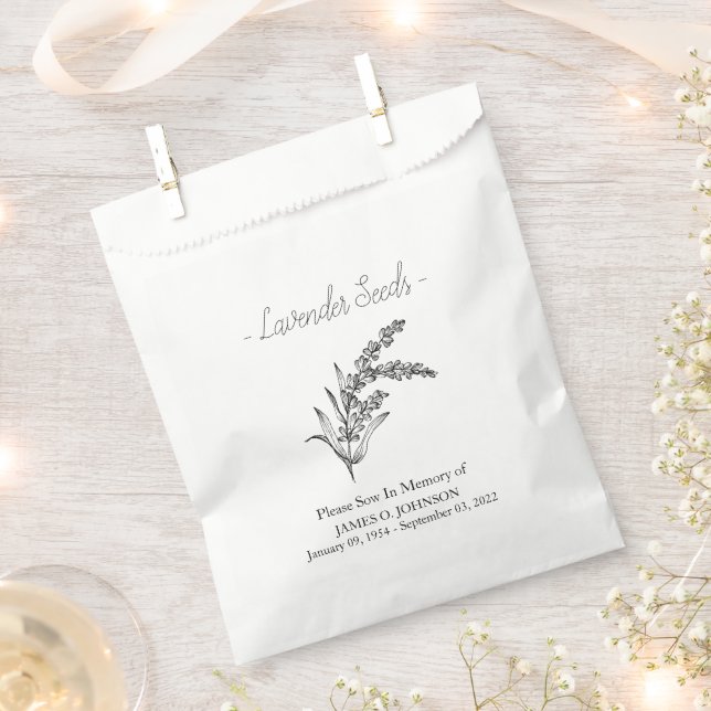 Memorial Lavender Seed Funeral  Favour Bags (Clipped)