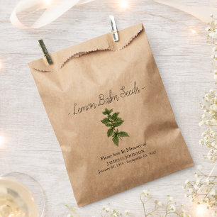 Memorial Lemon Balm Seed Funeral Favour Bags