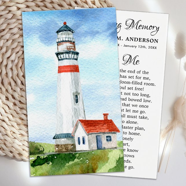 Memorial Lighthouse Funeral Prayer Card Landscape (Creator Uploaded)