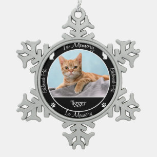 Memorial - Loss of Cat - Custom Photo/Name Snowflake Pewter Christmas Ornament