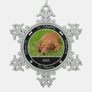 Memorial - Loss of Dog- Custom Photo/Name Snowflake Pewter Christmas Ornament