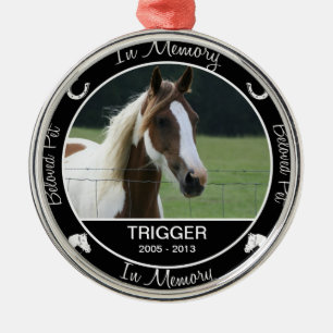 Memorial - Loss of Horse - Custom Photo/Name Metal Tree Decoration
