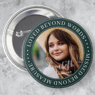 Memorial Loved Beyond Words Elegant Chic Photo 6 Cm Round Badge