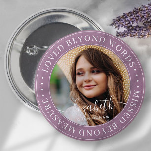 Memorial Loved Beyond Words Elegant Chic Photo 6 Cm Round Badge