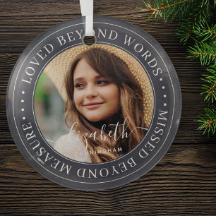 Memorial Loved Beyond Words Elegant Chic Photo Glass Tree Decoration