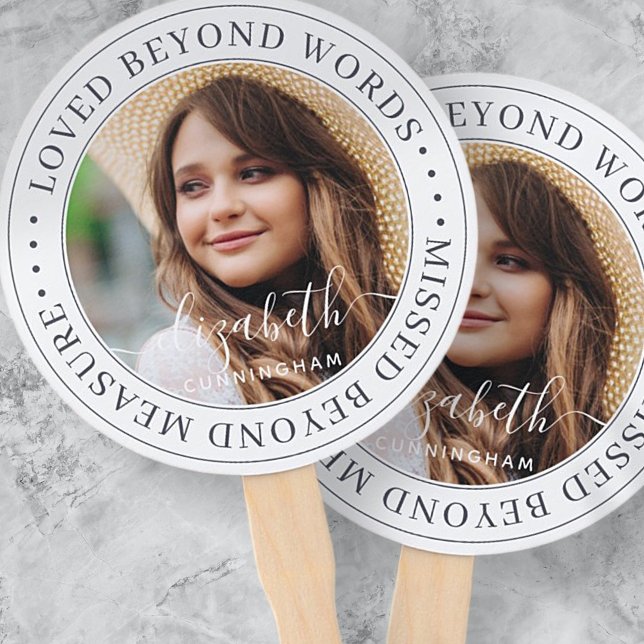 Memorial Loved Beyond Words Elegant Chic Photo Hand Fan (Creator Uploaded)