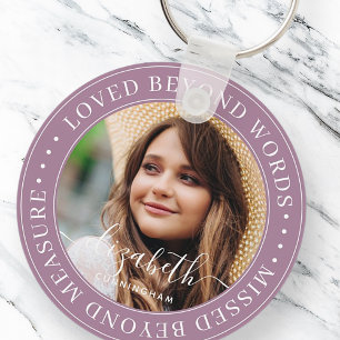 Memorial Loved Beyond Words Elegant Chic Photo Key Ring
