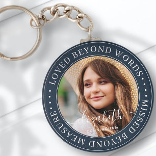 Memorial Loved Beyond Words Elegant Chic Photo Key Ring