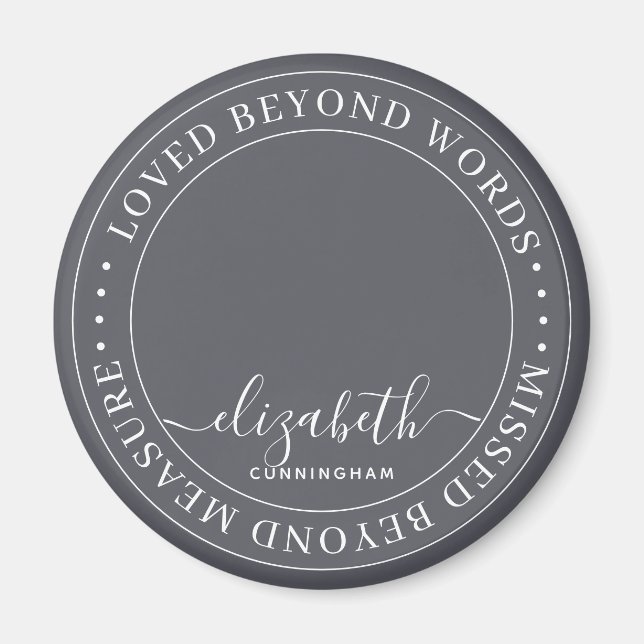 Memorial Loved Beyond Words Elegant Chic Photo Magnet (Front)
