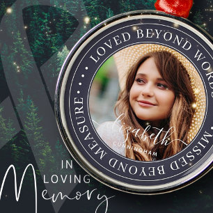 Memorial Loved Beyond Words Elegant Chic Photo Metal Tree Decoration