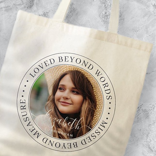 Memorial Loved Beyond Words Elegant Chic Photo Tote Bag (Creator Uploaded)