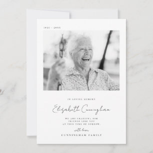Memorial Loving Memory Elegant Simple Modern Photo Thank You Card