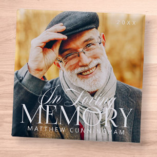 Memorial Loving Memory Simple Modern Photo 15 Cm Square Badge