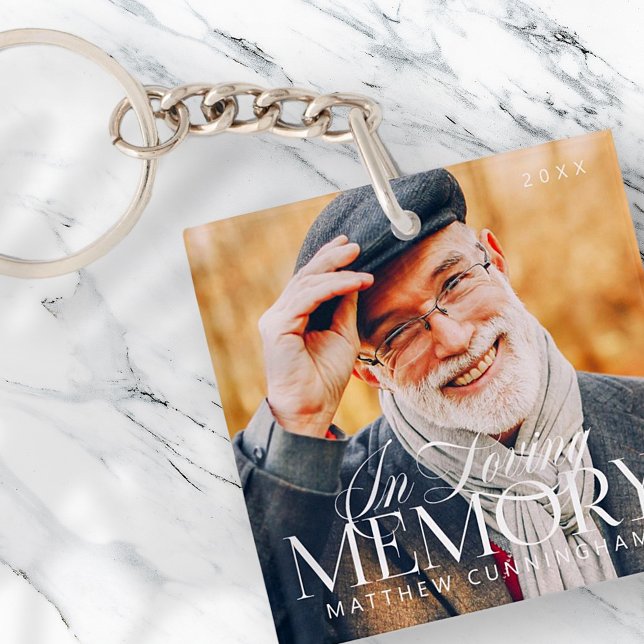 Memorial Loving Memory Simple Modern Photo Key Ring (Creator Uploaded)